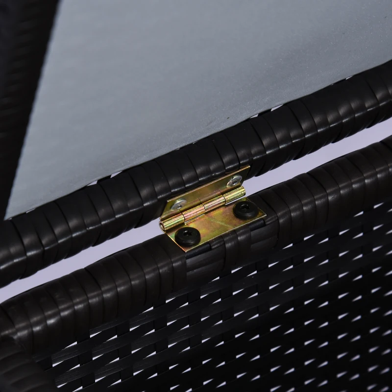 Outsunny Cufăr de Exterior de 284L din Ratan PE cu Pistoane cu Gaz și Cadru Metalic, 118x54x59 cm, Maro Închis