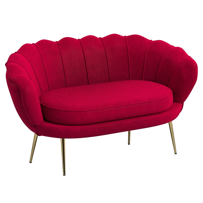 Homcom Canapea 2 Locuri Rosu inchis – Moderna & Captusita(m-11)