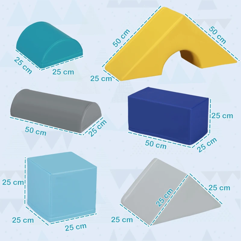 HOMCOM Set de Construcții Moi pentru Copii 1-3 Ani cu 11 Forme, 25x25x50 cm, Multicolor