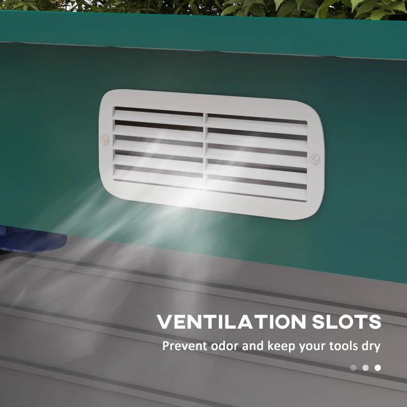 Outsunny Metalowy Schowek Ogrodowy, Schowek na Narzędzia, Podwójne Drzwi, 249S x 121G x 166/183W cm, Zielony