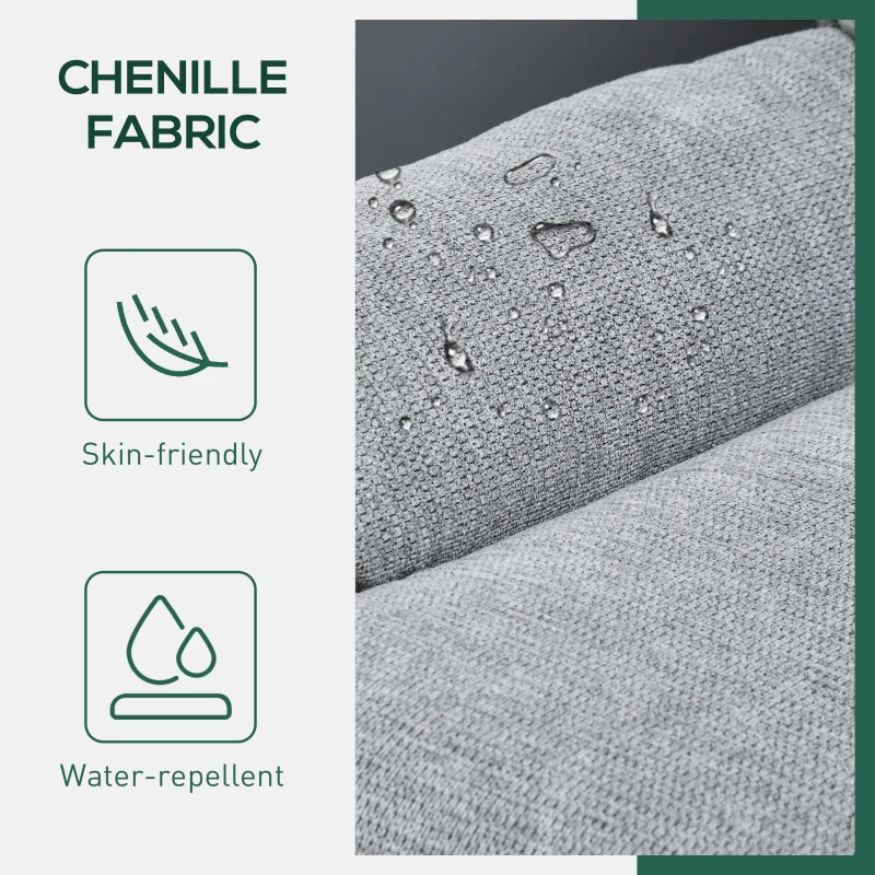 HOMCOM Fotel Obrotowy, Obrot o 360 stopni, Tkanina Chenille, Zintegrowane Podłokietniki, Nogi ze Stali, Szary, Czarny