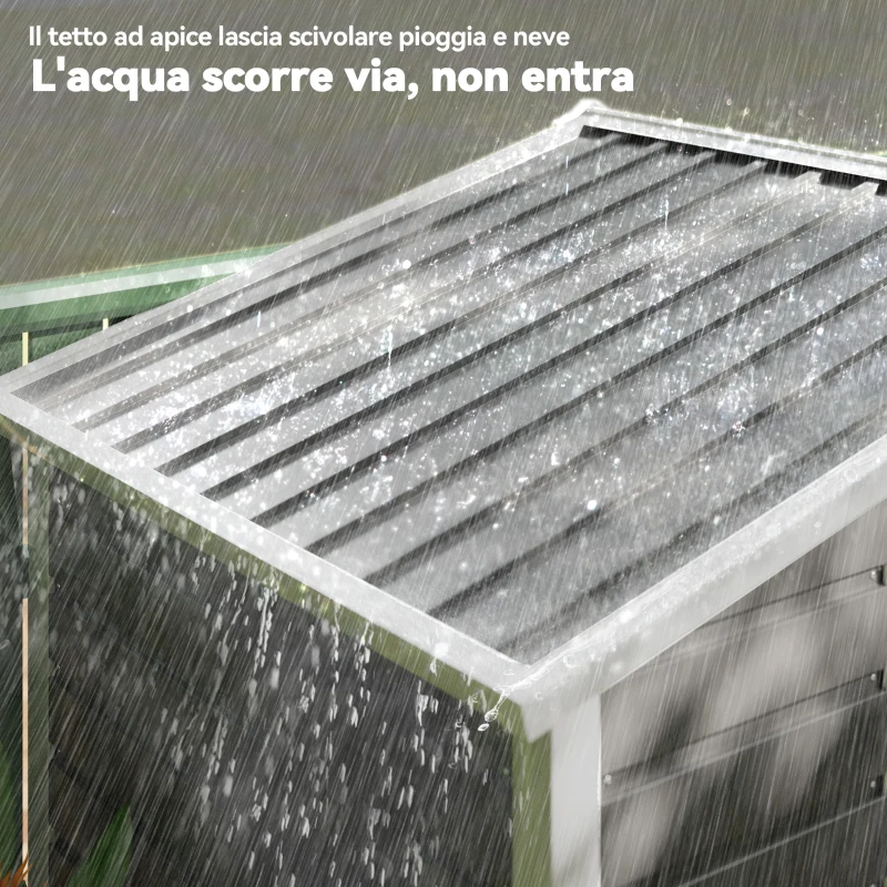 Outsunny Casetta da Giardino in Metallo con Porte Scorrevoli e Lucchetto con Chiavi, 2.1x1.2x1.9m, Grigio Scuro
