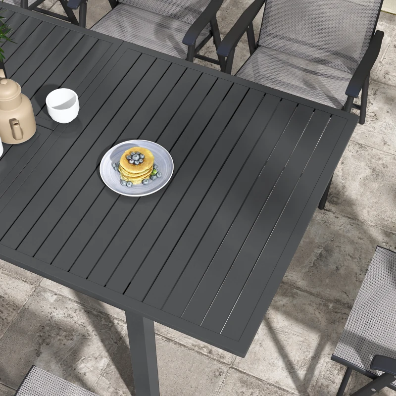 Outsunny Tavolo da Esterno per 8-10 Persone Allungabile da 180/240cm in Acciaio e Alluminio, Grigio Scuro