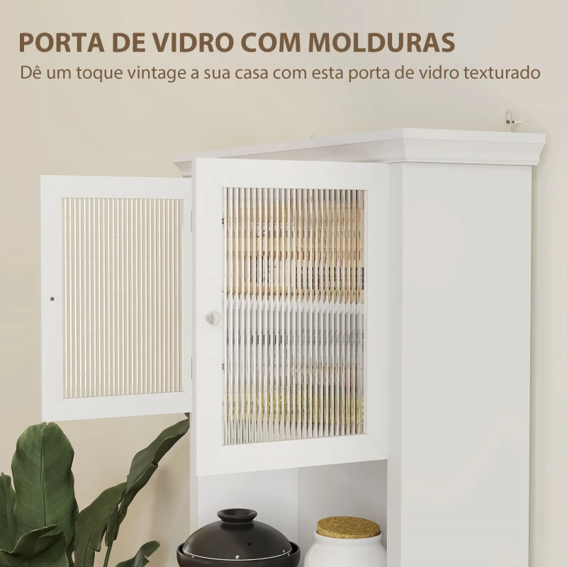 HOMCOM Armário de Cozinha Moderno com 1 Gaveta 4 Portas e Prateleiras Ajustáveis Armário Alto de Cozinha 79x40x180 cm Branco