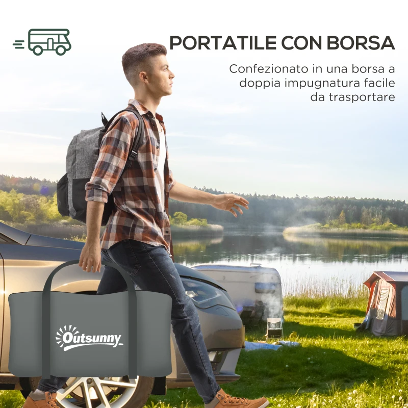 Outsunny Tenda da Campeggio 4 Posti Impermeabile con Zona Notte e Zona Giorno, in Poliestere, 460x300x200 cm, Verde