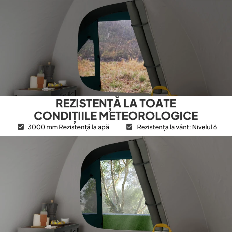 Outsunny Cort de Camping pentru 3 Persoane cu Cameră, Verandă, și Geantă de Transport, 3.23x2.48x1.5 m, Albastru(m-5)
