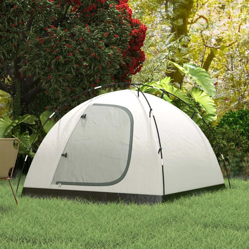 Outsunny Cort de Camping pentru 3 Persoane cu Cameră, Verandă, și Geantă de Transport, 3.23x2.48x1.5 m, Albastru(m-8)