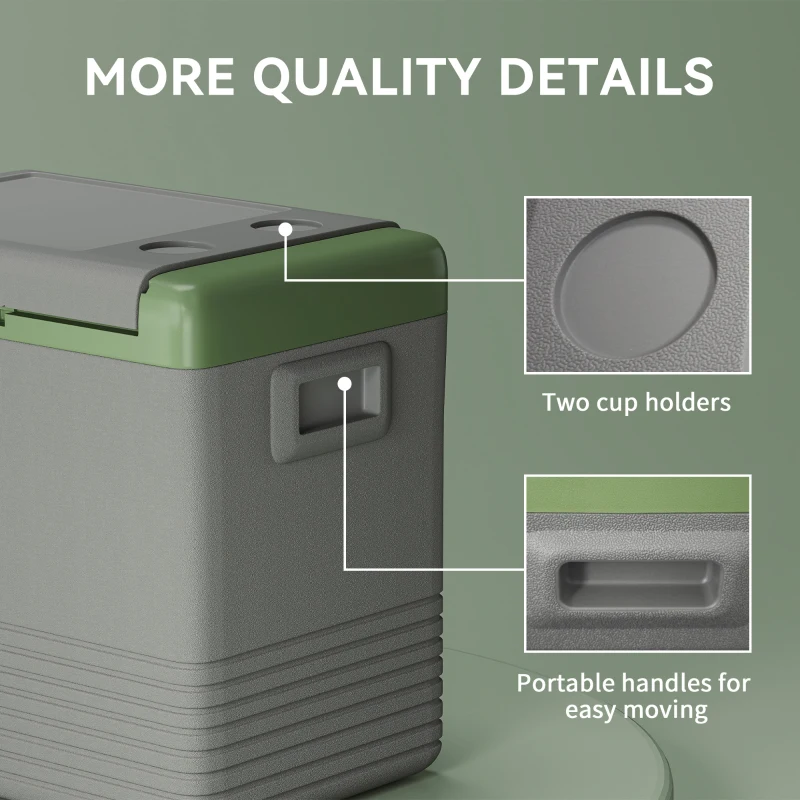 Outsunny 50L Portable Car Refrigerator - Light Green and Grey
