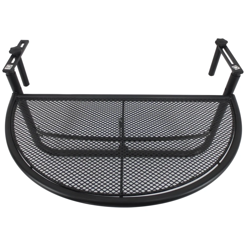 Outsunny Balkonhängetisch Hängetisch Gartentisch höhenverstellbar halbrund Ø30 cm Terrasse Metall Weiß L60 x B45 x H50 cm