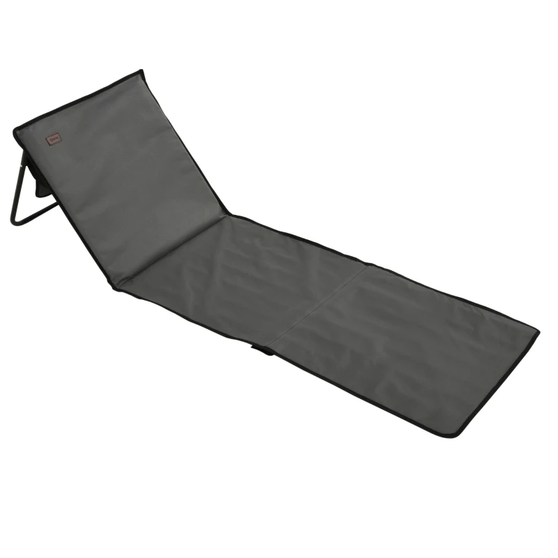 Outsunny Strandliege, klappbar, verstellbare Rücklehne, Seitentasche, weiche Polsterung, Stahlrahmen, Grau, 142x51x40cm