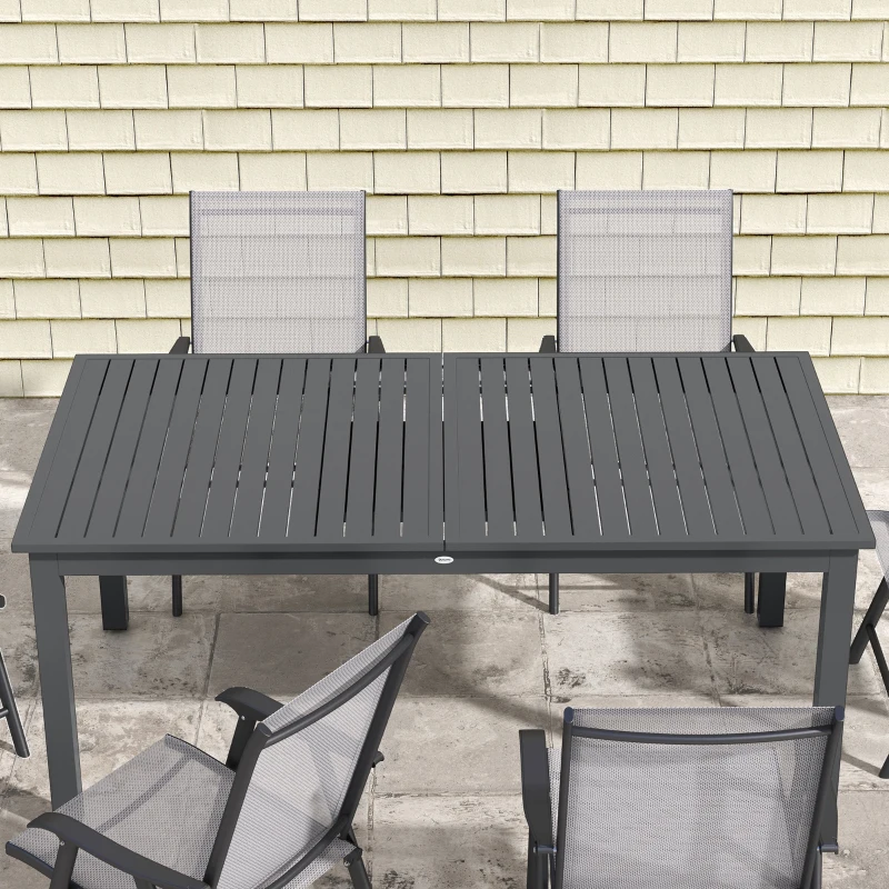 Outsunny Tavolo da Esterno per 8-10 Persone Allungabile da 180/240cm in Acciaio e Alluminio, Grigio Scuro