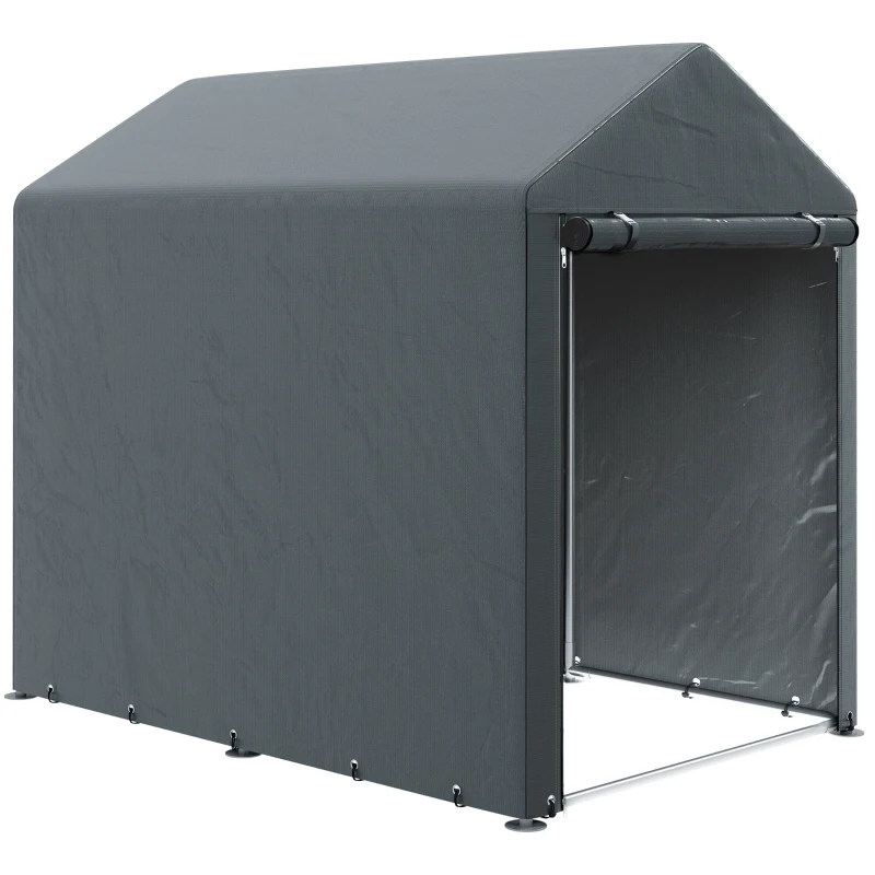 Outsunny Magazie pentru Scule cu Protecție UV și Intrare cu Fermoar, Cort de Garaj, 120x179x165 cm, Gri Închis(m-11)