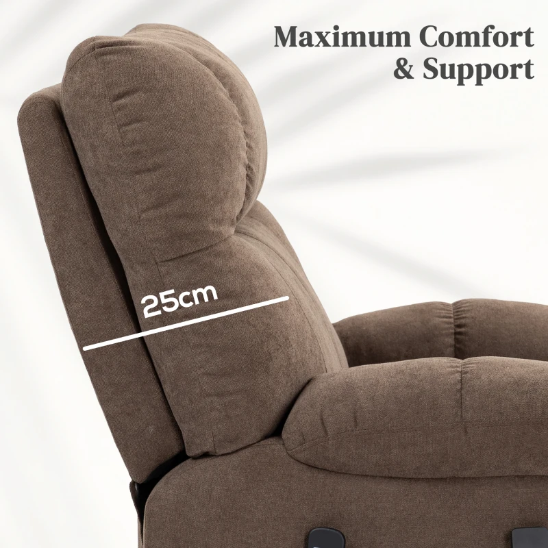 HOMCOM Fotel relaksacyjny z funkcją podnoszenia, elektryczny, 90x75x100 cm, Brązowy