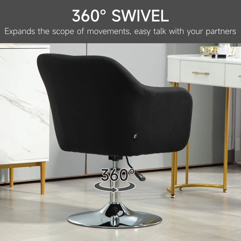 HOMCOM Krzesło obrotowe, regulowany fotel biurowy, lenopodobny poliester, metal, 60 x 60 x 79-91 cm, Szary