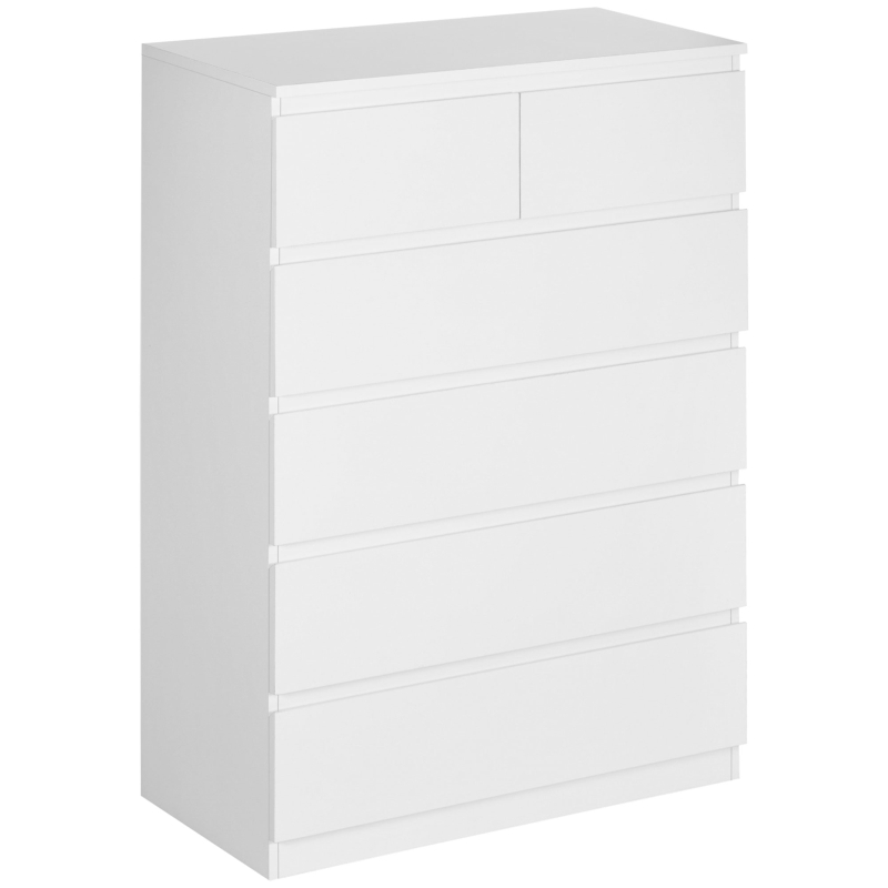 HOMCOM Comodă, Dulap de Depozitare cu 6 Sertare pentru Dormitor, Living, 80x39x115 cm, Alb