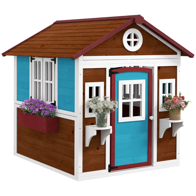 Outsunny Casuta de Joaca din Lemn pentru Copii pentru Exterior(m-11)