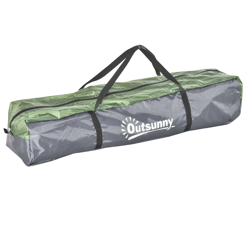Outsunny Doppelzelt Campingzelt Outdoorzelt Familienzelt Quick-Up-Zelt 2 Erwachsene + 1 Kind 4 Jahreszeiten wasserdicht Tragetasche 2 Türen Polyester + Glasfaser Dunkelgrün 210 x 210 x 140 cm