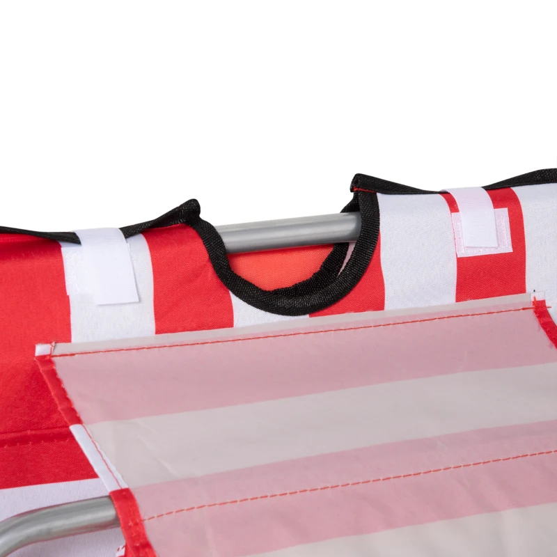 Outsunny Set 2 Șezlonguri de Plajă cu Spătar Reglabil în 5 Poziții, Tetieră și Geantă de Transport, 124x53x45 cm, Roșu