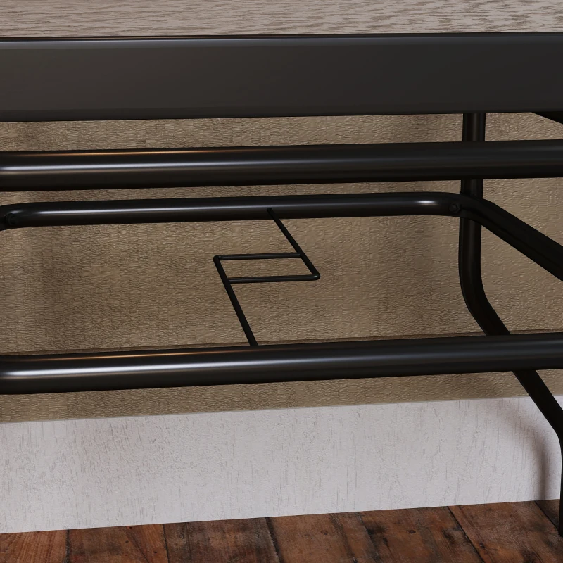 Outsunny Square Garden Dining Table with Tempered Glass Top & Umbrella Hole, 100 x 100 cm