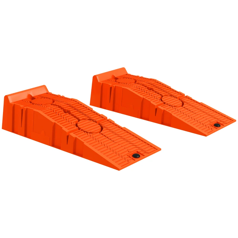 DURHAND Set 2 Rampe de Încărcare pentru Mașină din Plastic cu Sarcină Maximă 5 Tone, 91x30x21 cm, Portocaliu