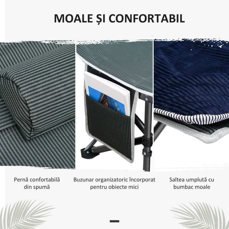 Outsunny Pat Pliabil Camping 188×64,5×53 cm – Cu Perna si Husa Transport