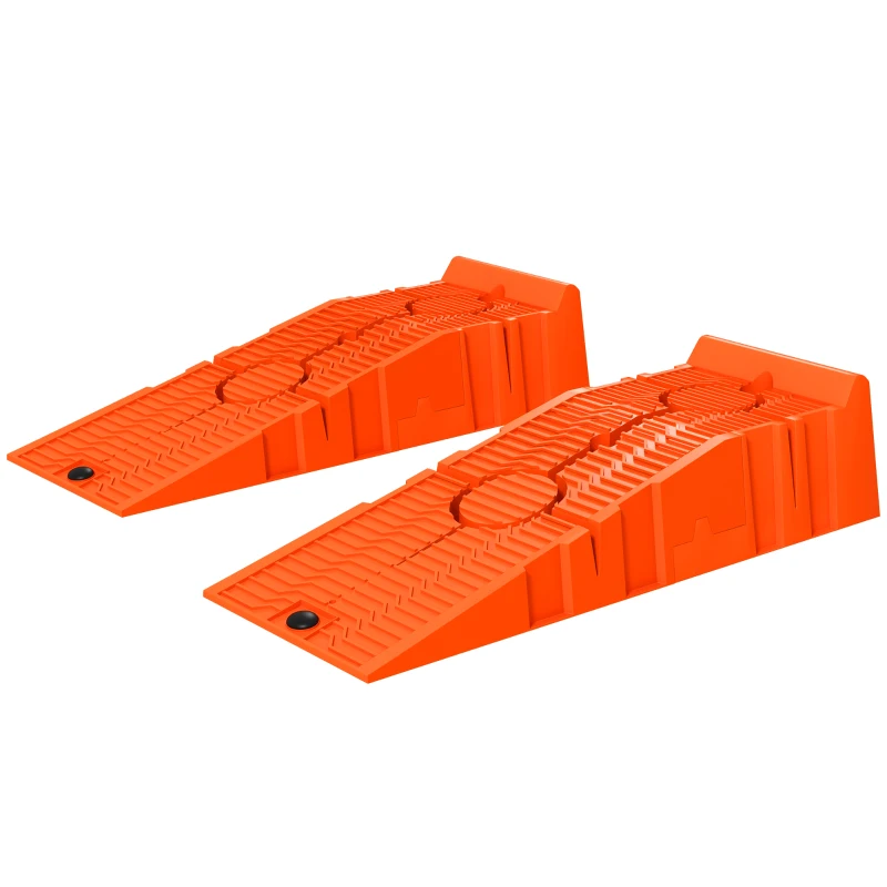 DURHAND Set 2 Rampe de Încărcare pentru Mașină din Plastic cu Sarcină Maximă 5 Tone, 91x30x21 cm, Portocaliu