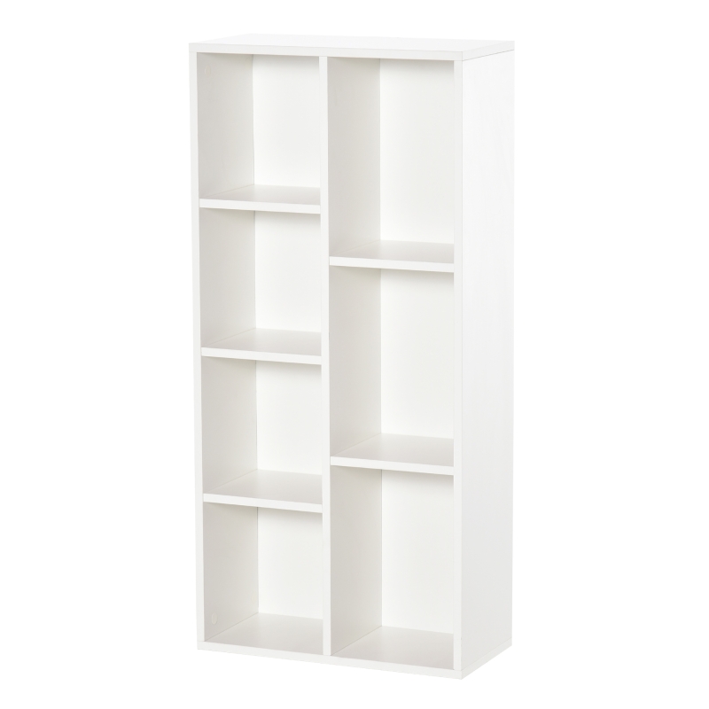 HOMCOM Bibliotecă din Lem Stil Vintage Cubica cu 7 Suporturi Diferite din MDF pentru Casă și Birou, 50x24x106 cm, Alb(m-11)