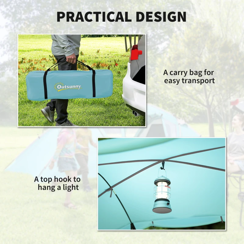 Outsunny 4-6 Man Family Camping Tent w/ 2 Bedrooms and a Living Room, Waterproof Tunnel Tent w/ Sewn In Groundsheet, Doors, Windows, Carry Bag, Blue