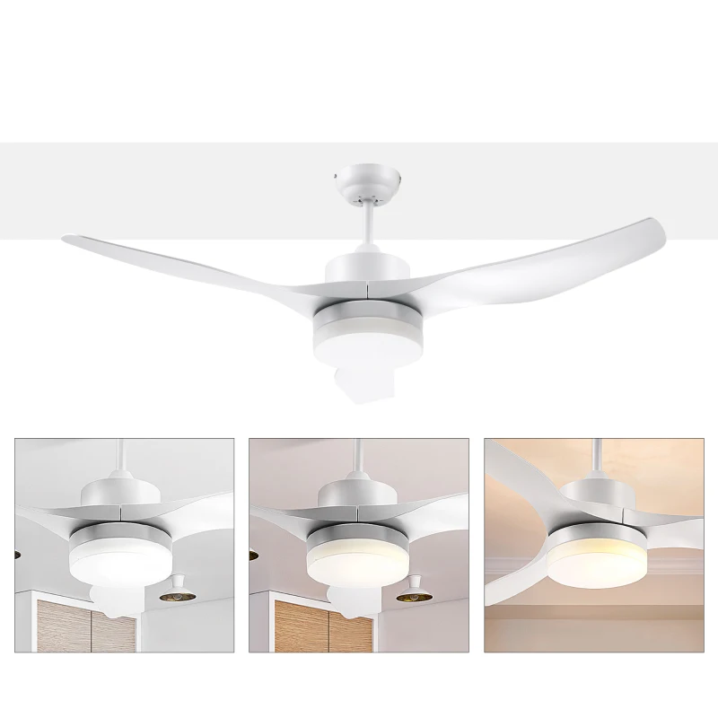 HOMCOM Ventilatore da Soffitto con Luce LED a 3 Modalità con Telecomando, 6 Velocità, Φ132x40cm