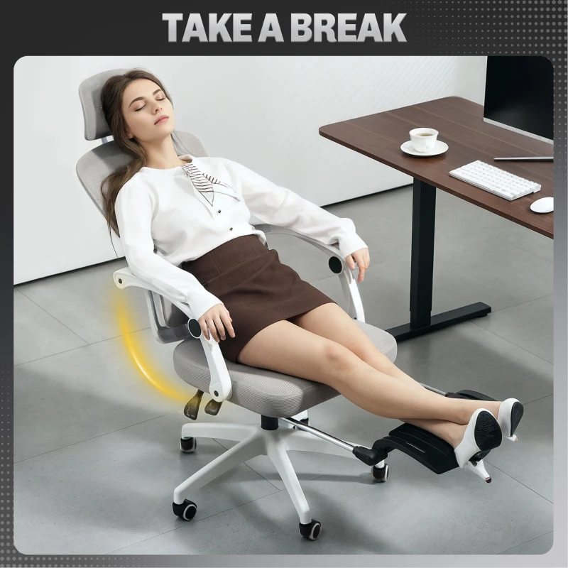 HOMCOM Multi-Adjustable Mesh Back Office Chair - Grey
