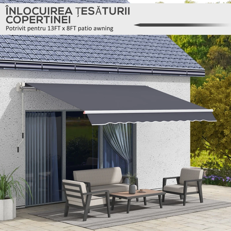 Outsunny Pânză de Schimb pentru Copertină Retractabilă Anti UV 30+, 3.47x2.4 m, Gri