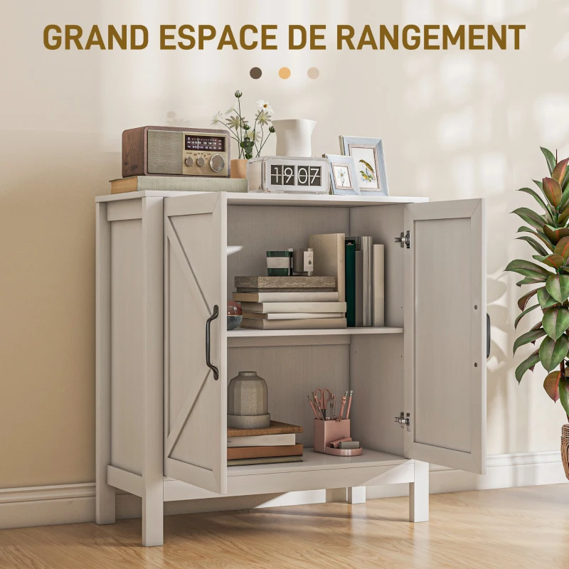 HOMCOM Meuble de rangement buffet avec 2 portes et étagère réglable en hauteur, charme et moderne, 80l x 35P x 85H cm