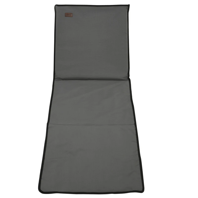 Outsunny Strandliege, klappbar, verstellbare Rücklehne, Seitentasche, weiche Polsterung, Stahlrahmen, Grau, 142x51x40cm