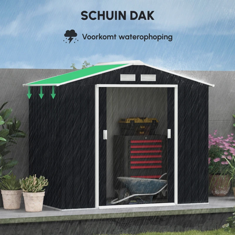 Outsunny Gereedschapschuur Tuinschuur Metaal kolengrijs