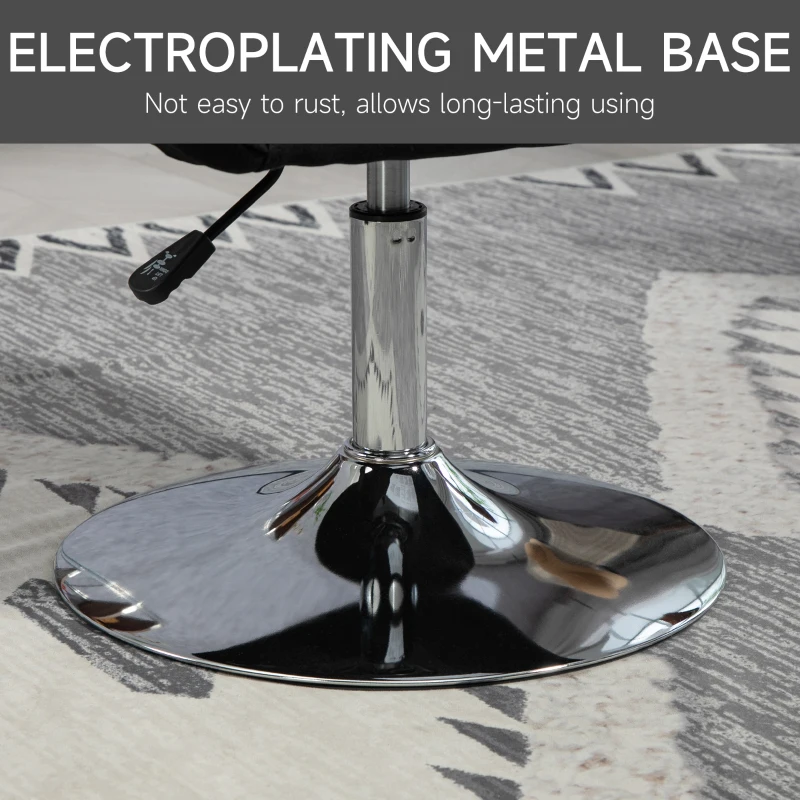 HOMCOM Krzesło obrotowe, regulowany fotel biurowy, lenopodobny poliester, metal, 60 x 60 x 79-91 cm, Szary