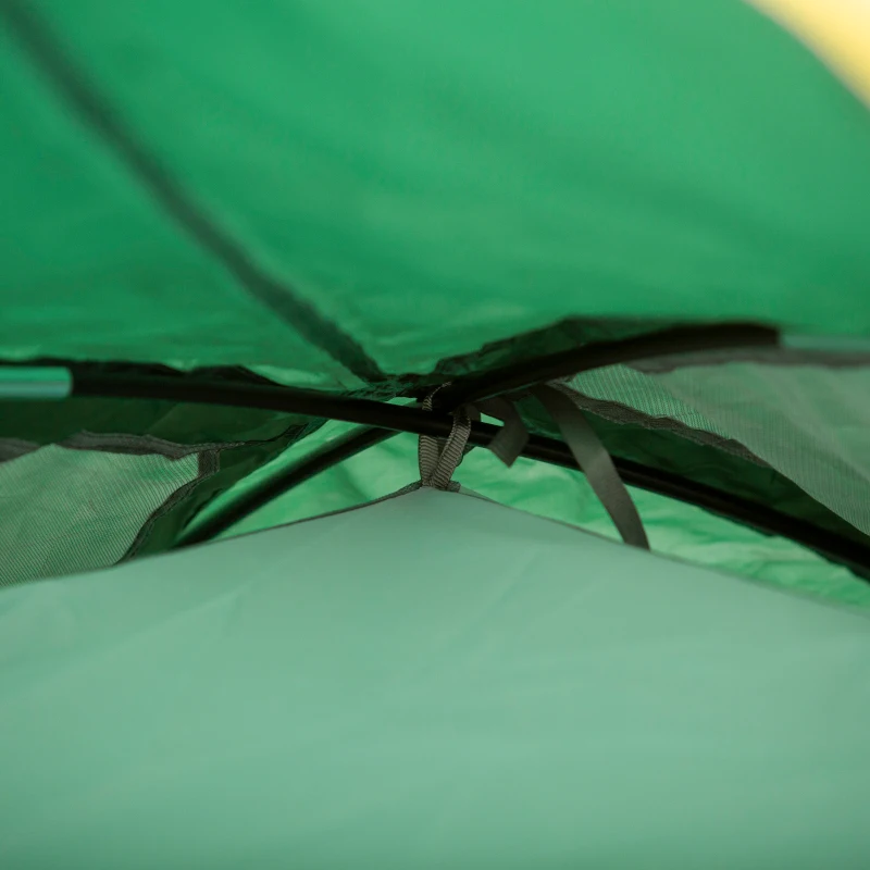 Outsunny Zelt für 2 Personen 190T Campingzelt mit Heringen Kuppelzelt Glasfaser Polyester Grün+Gelb 325 x 183 x 130 cm