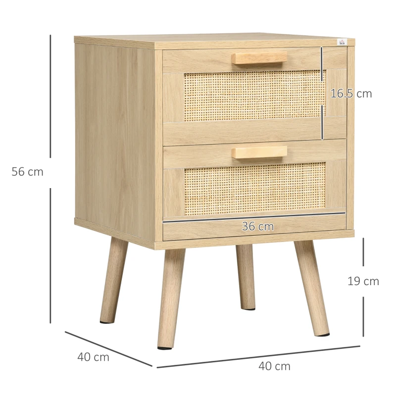 Homcom Set 2 Noptiere Boho cu 2 Sertare Spatioase(m-3)