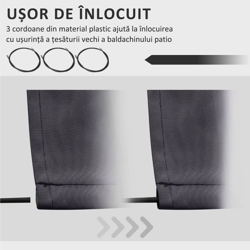 Outsunny Pânză de Schimb pentru Copertină Retractabilă Anti UV 30+, 3.47x2.9 m, Gri