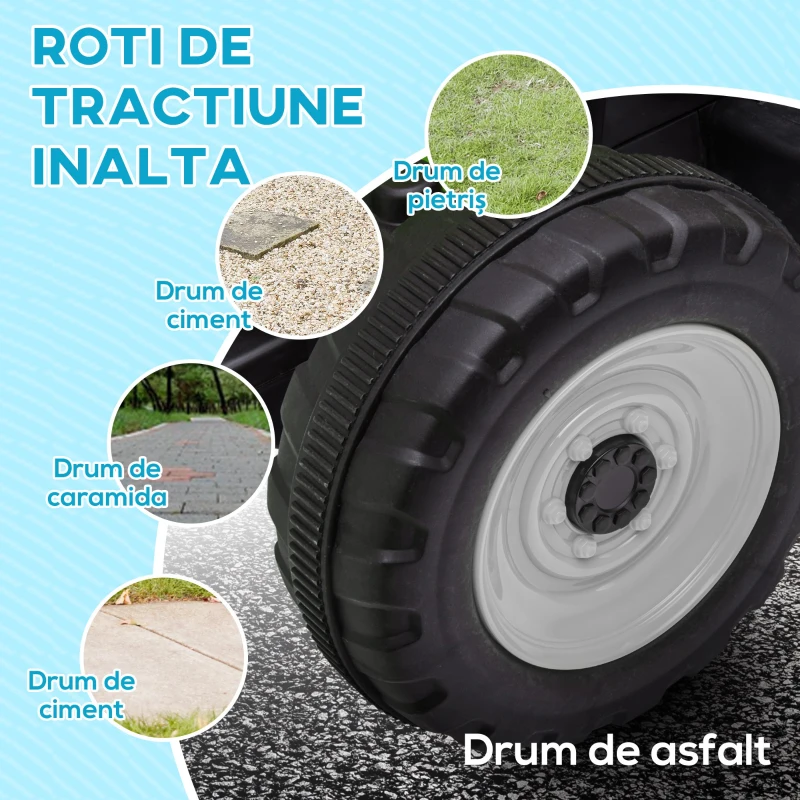 HOMCOM Tractor Electric cu Remorca Detasabila, Masinuta Electrica pe Baterii de 12V pentru Copii, cu Telecomanda, Sunet de Pornire, cu Muzica si Claxon, Lumini, pentru Varste intre 3-6 ani - Verde(m-7)