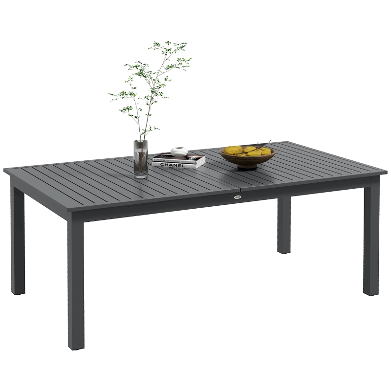 Tavolo Da Giardino Estensibile Outsunny - 180-240cm, Acciaio E Alluminio, Per 8-10 Persone, Grigio - Foto 2