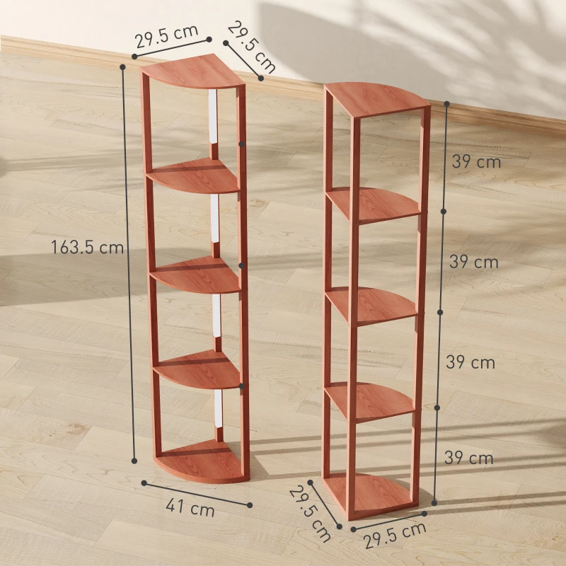HOMCOM Corner Floor Lamp for Living Room Bedroom with Dimmable Warm White LED Light, Modern Tall Standing Lamp, Brown