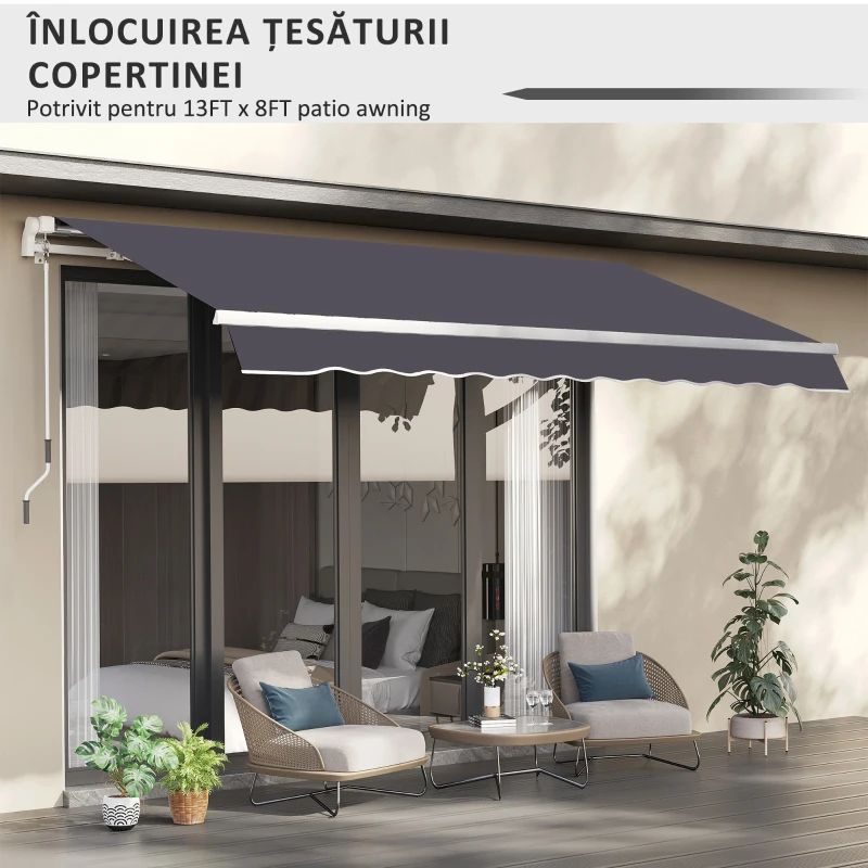 Outsunny Pânză de Schimb pentru Copertină Retractabilă Anti UV 30+, 3.47x2.9 m, Gri
