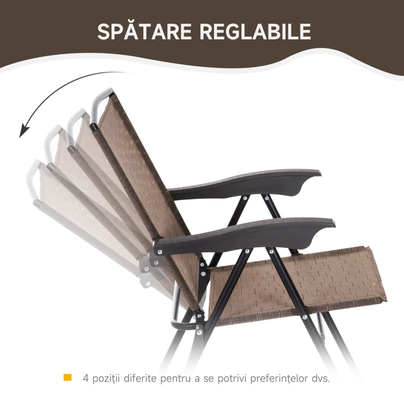 Outsunny Set de mobilier pentru gradina cu masa din sticla securizata, maro