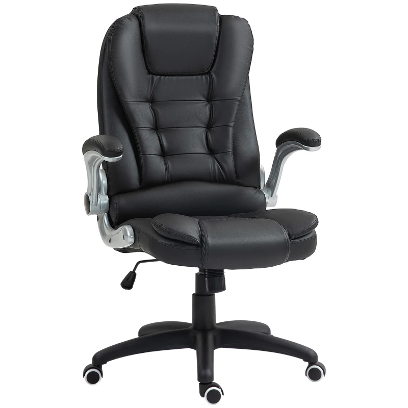 HOMCOM Scaun Ergonomic de Birou cu Brațe și Înălțime Reglabile, Tetieră, și Funcție de Balans, 111-121x60x69 cm, Negru(m-11)
