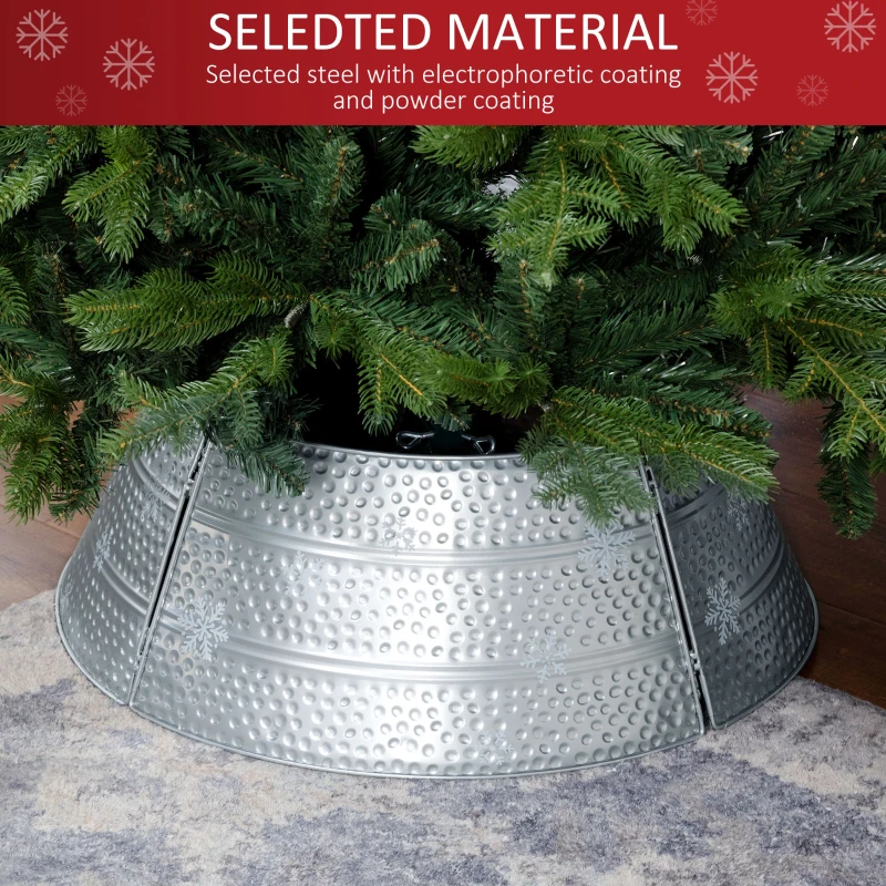 HOMCOM 66cm Hammered Steel Christmas Tree Base Collar