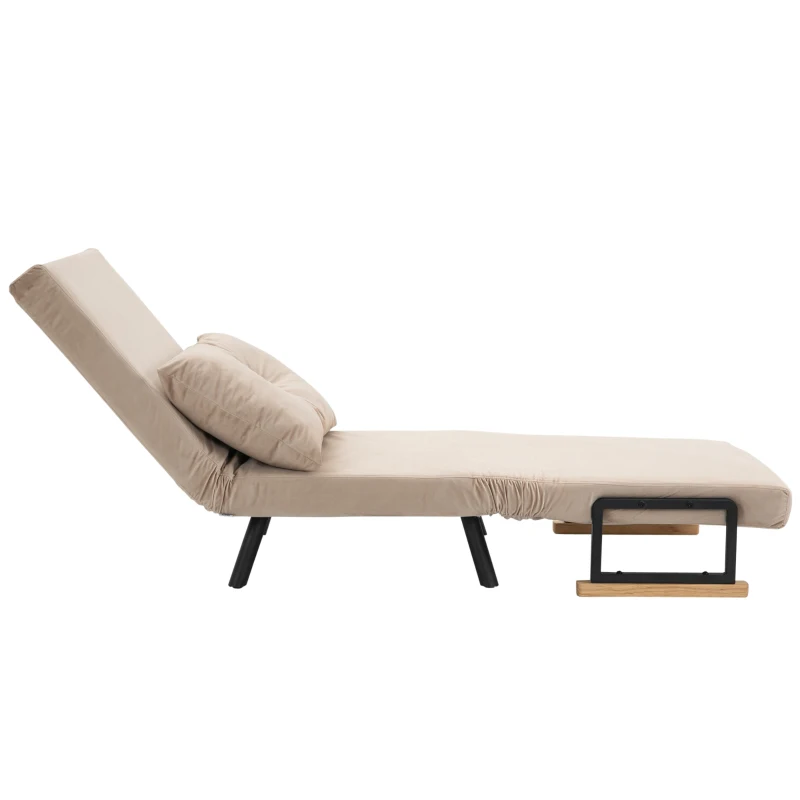 HOMCOM Relaxsessel im Skandidesign, Liegesessel, Lesesessel. ink. Kissen mit Knopfhefung, Schwarz + Natur(m-14)