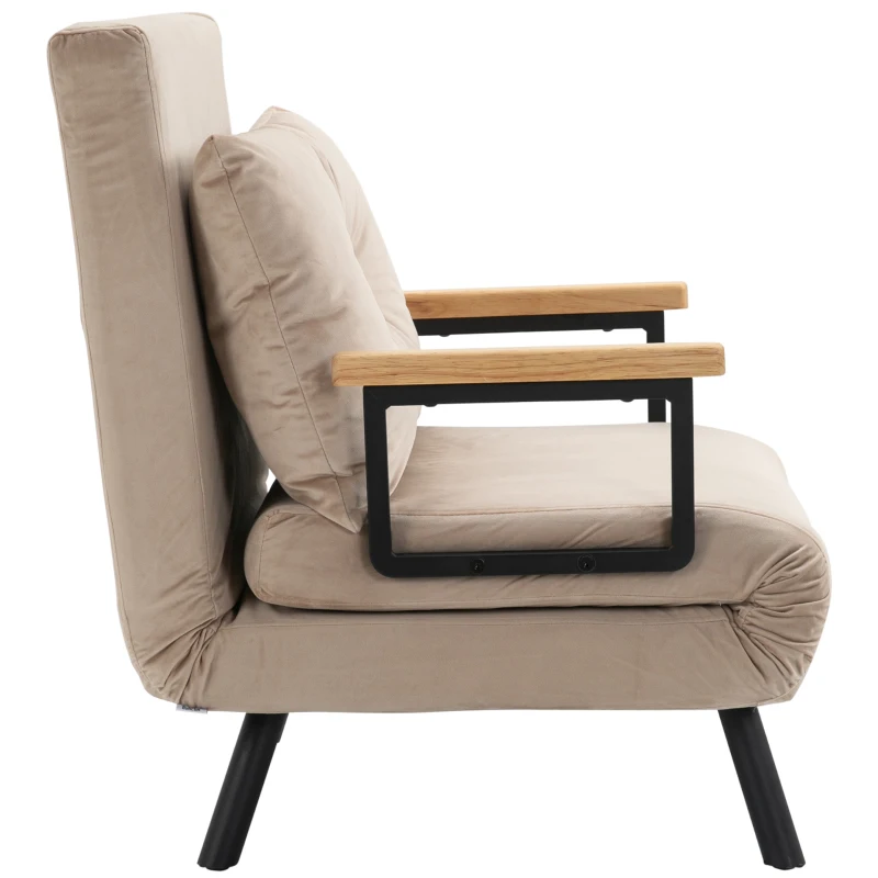 HOMCOM Relaxsessel im Skandidesign, Liegesessel, Lesesessel. ink. Kissen mit Knopfhefung, Schwarz + Natur(m-16)