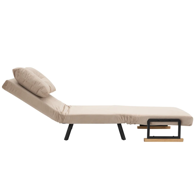 HOMCOM Relaxsessel im Skandidesign, Liegesessel, Lesesessel. ink. Kissen mit Knopfhefung, Schwarz + Natur(m-13)