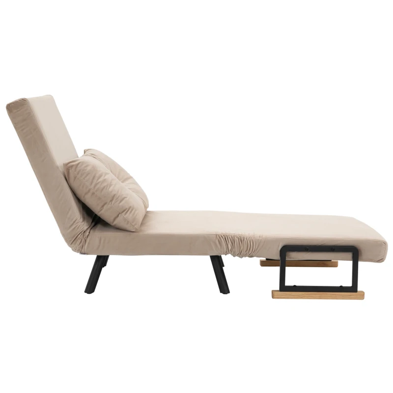 HOMCOM Relaxsessel im Skandidesign, Liegesessel, Lesesessel. ink. Kissen mit Knopfhefung, Schwarz + Natur(m-15)