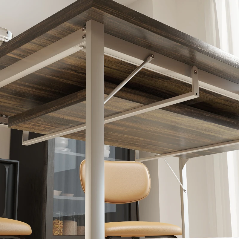 HOMCOM Mesa de Comedor Extensible de 120-160 cm Diseño Rústico con Tablero de Madera Vintage y Patas Metálicas en U Marrón